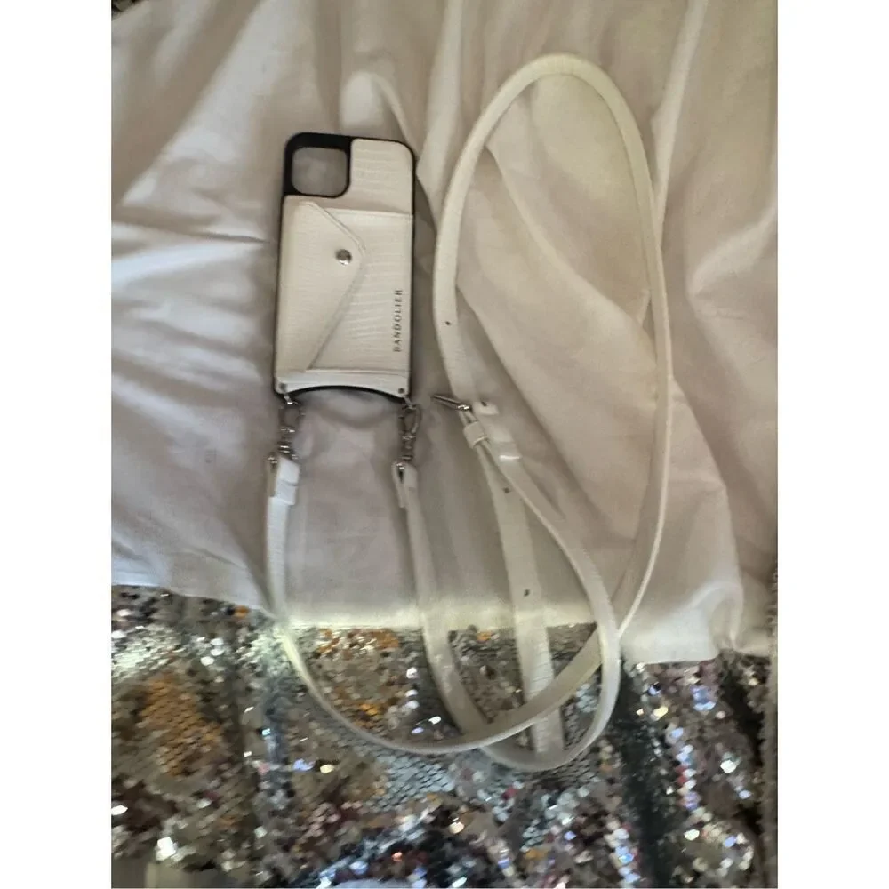 Bandolier white snakeskin donna iPhone 12 Pro Max crossbody case/belt/strap